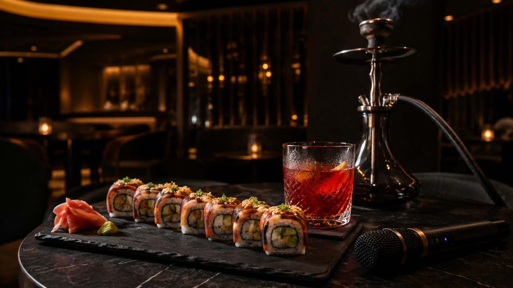 Sushi, cócteles y cachimbas en WAVE karaoke & sushi lounge